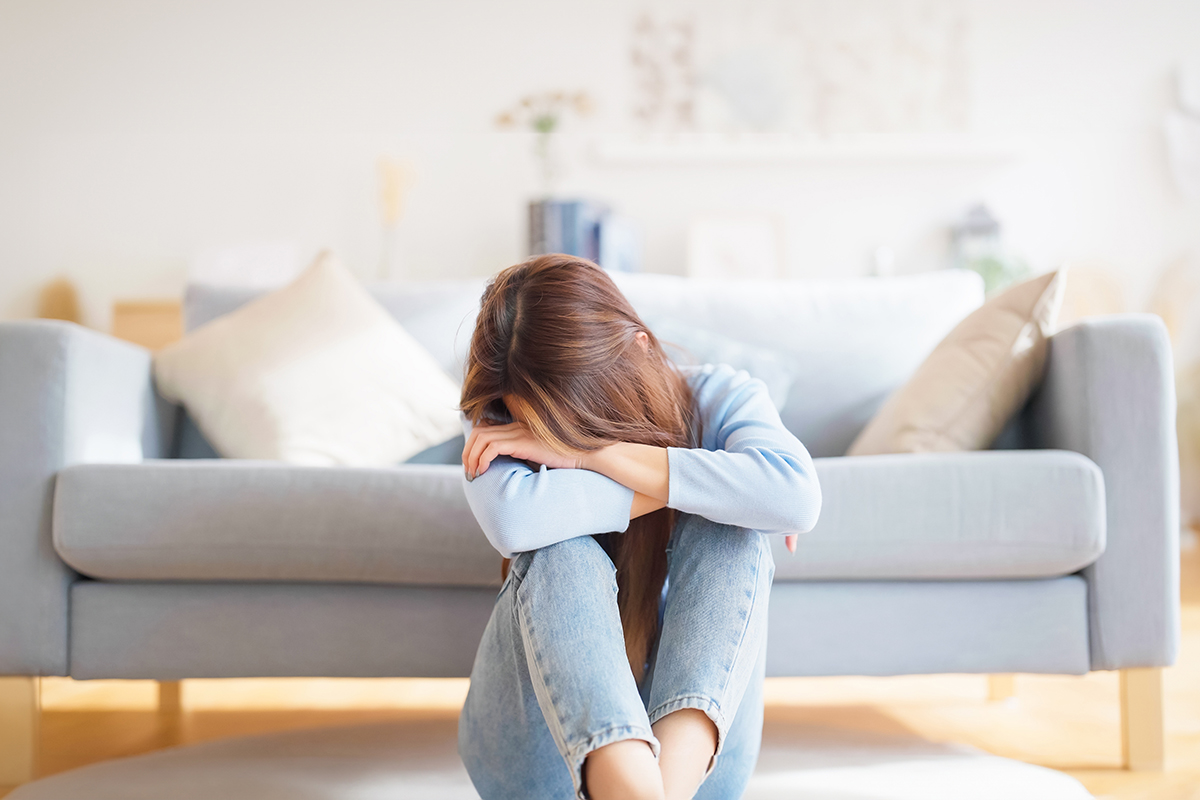 Woman upset , sadness and frustrated by problem with work or relationships